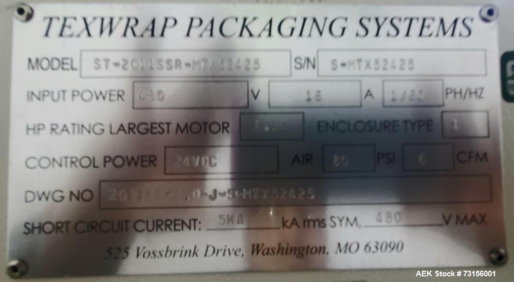 Used Texwrap Model ST-2011SSR Horizontal Side Seal Shrink Wrapper.